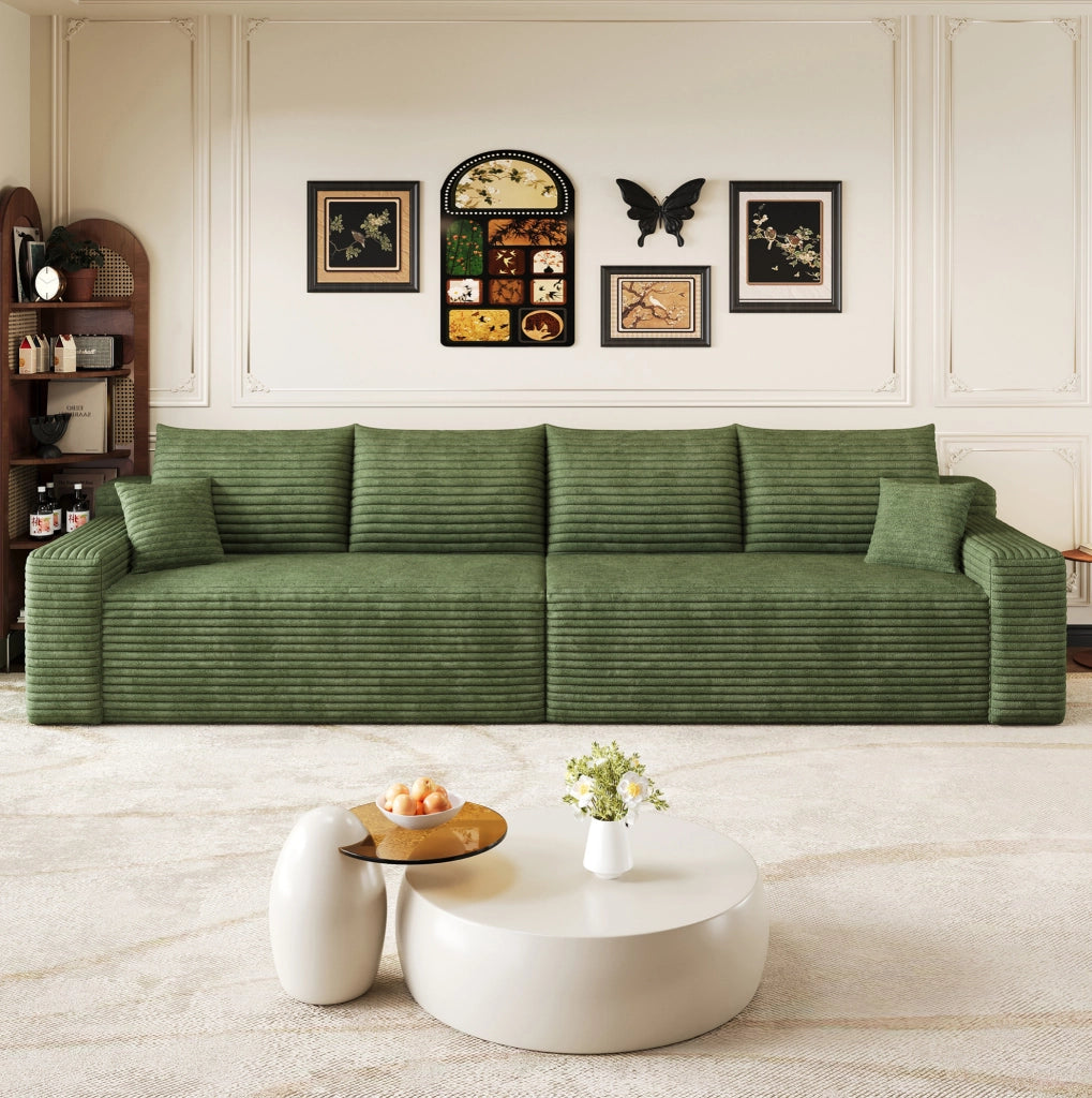 SOFA Modulare 302 cm in tessuto corduroy verde