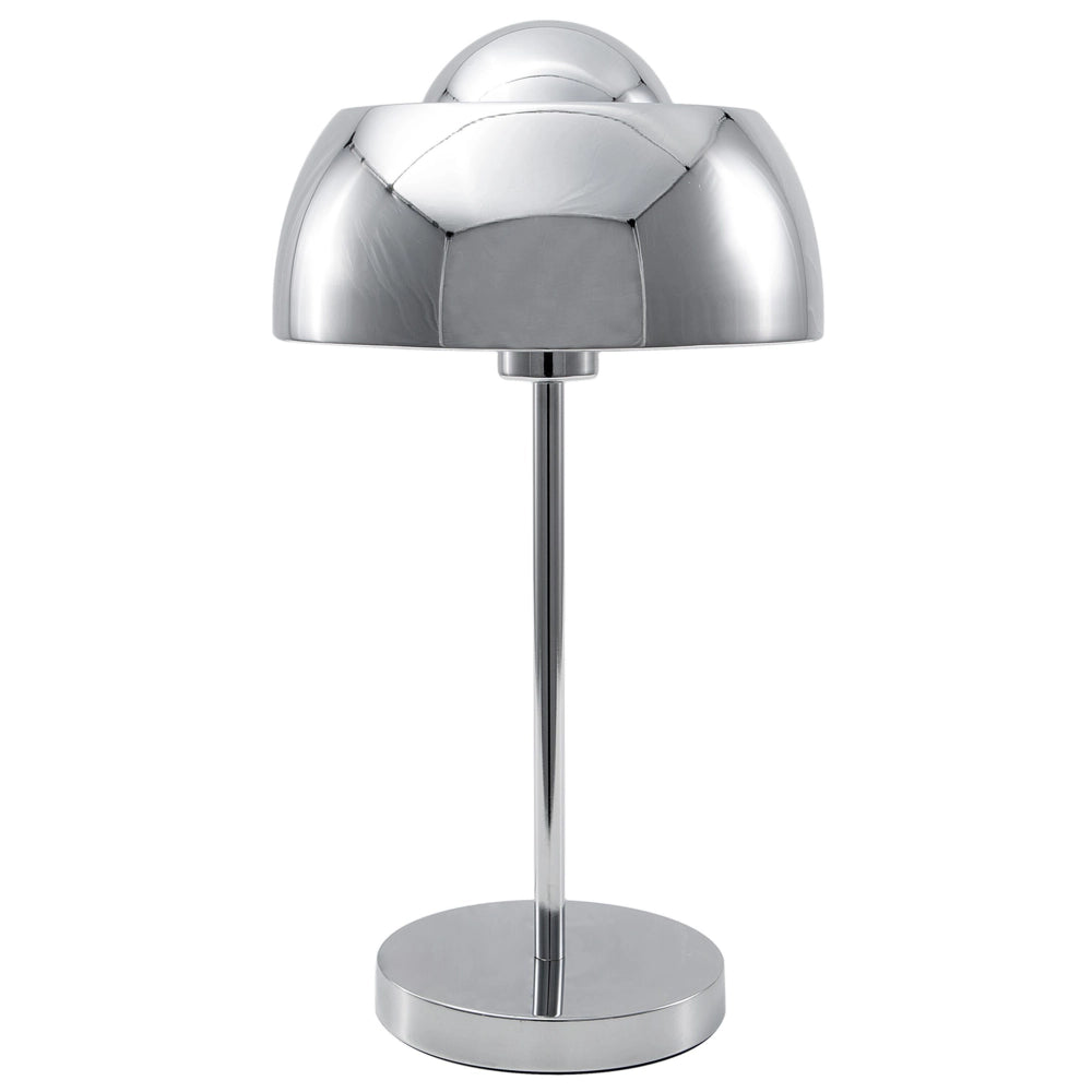 Lampada da Tavolo Comodino Luce Metallo Argento Base Rotonda Cupola Paralume Industriale