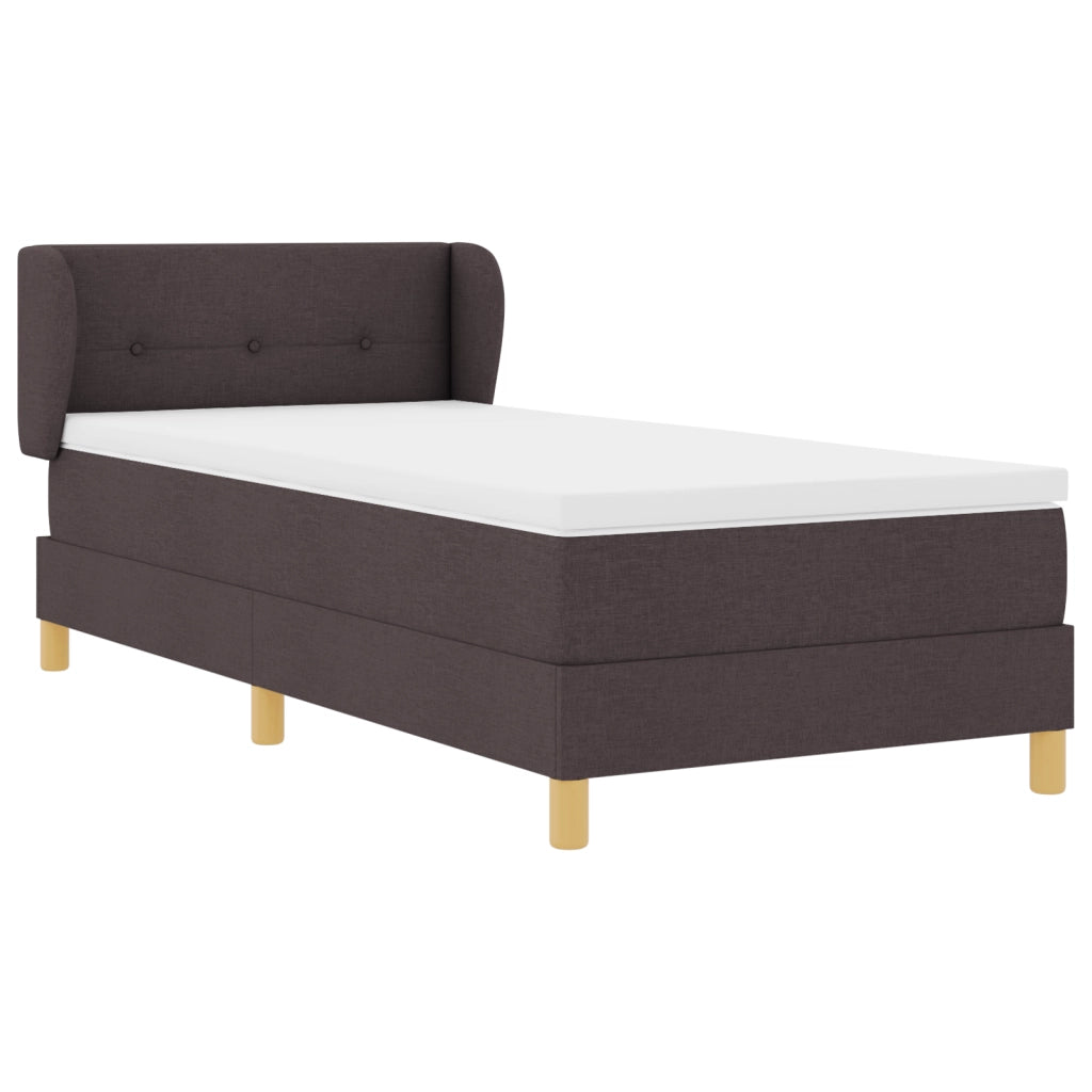 Letto a Rete con Materasso - Marrone Scuro - 100x200 cm - Tessuto