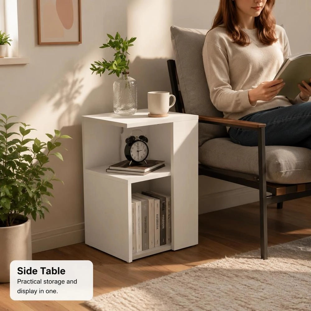 Side Table White 36x30x56 Cm Wood Composite