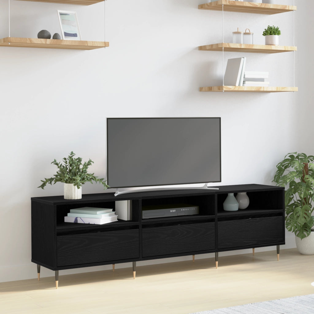 Mobile TV Rovere Nero 150x30x44.5 cm Legno Ingegnerizzato