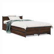 Letto singolo | Letto per adulti | Giroletto Cassetti Rovere Marrone 75x190 cm Legno Multistrato