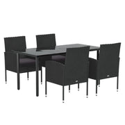 Set da pranzo da giardino in vimini di resina nera da 5 pezzi e cuscini 02_0014865