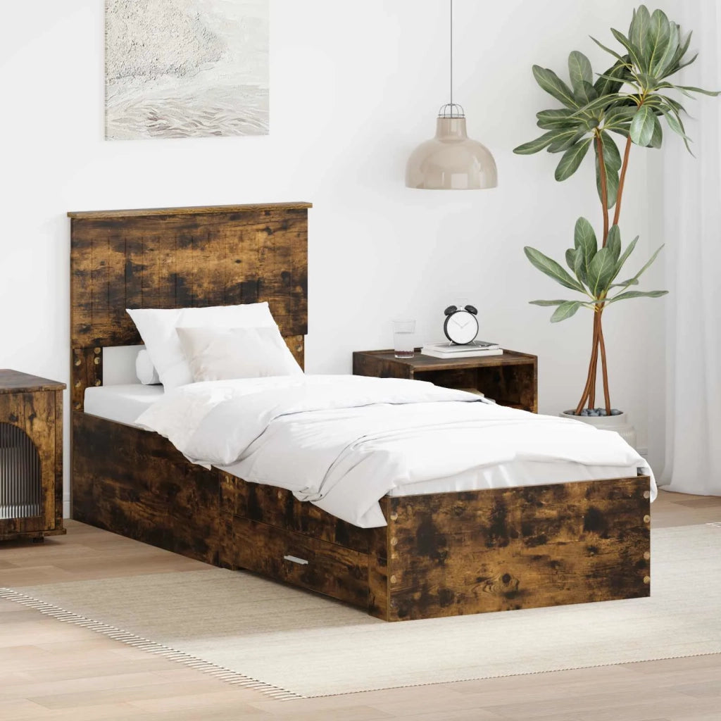 Struttura del letto Rovere Affumicato e Argento 75 x 190 cm