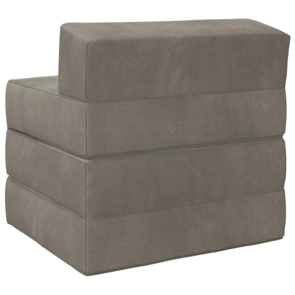 Divano Letto Pieghevole Grigio Chiaro 200 x 70 x 15 cm Velluto 900007