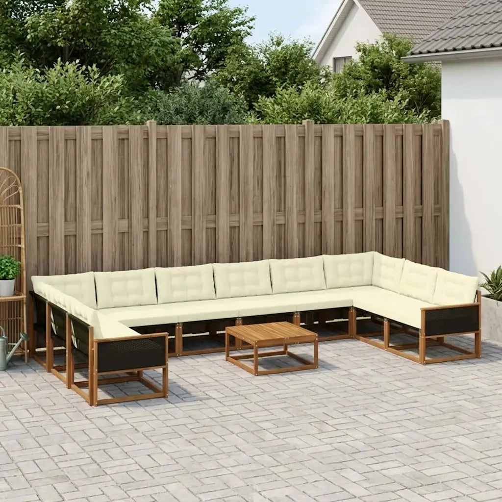 Set di divani da esterno con cuscino 11 pcs Naturale e Crema 3381718