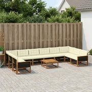 Set di divani da esterno con cuscino 11 pcs Naturale e Crema 3381718