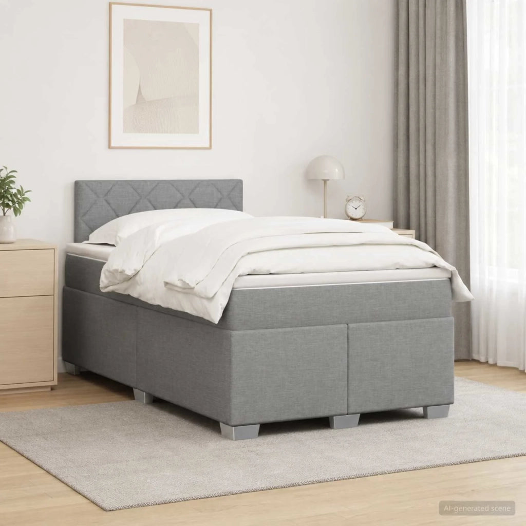 Letto con Box Spring, Materasso e LED Grigio Chiaro Tessuto 3451903