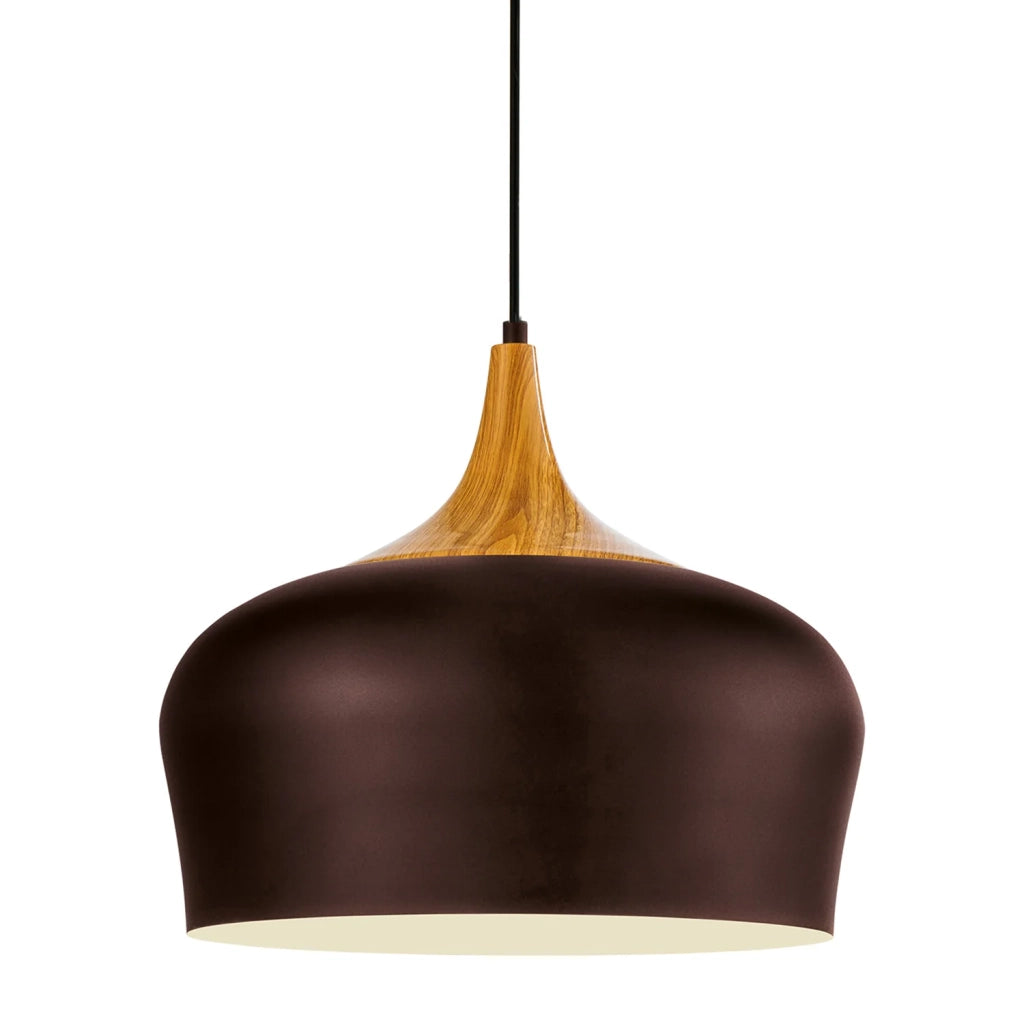 Lampadario A Sospensione Minimal Obregon Acciaio Marrone Crema 1 Luce E27