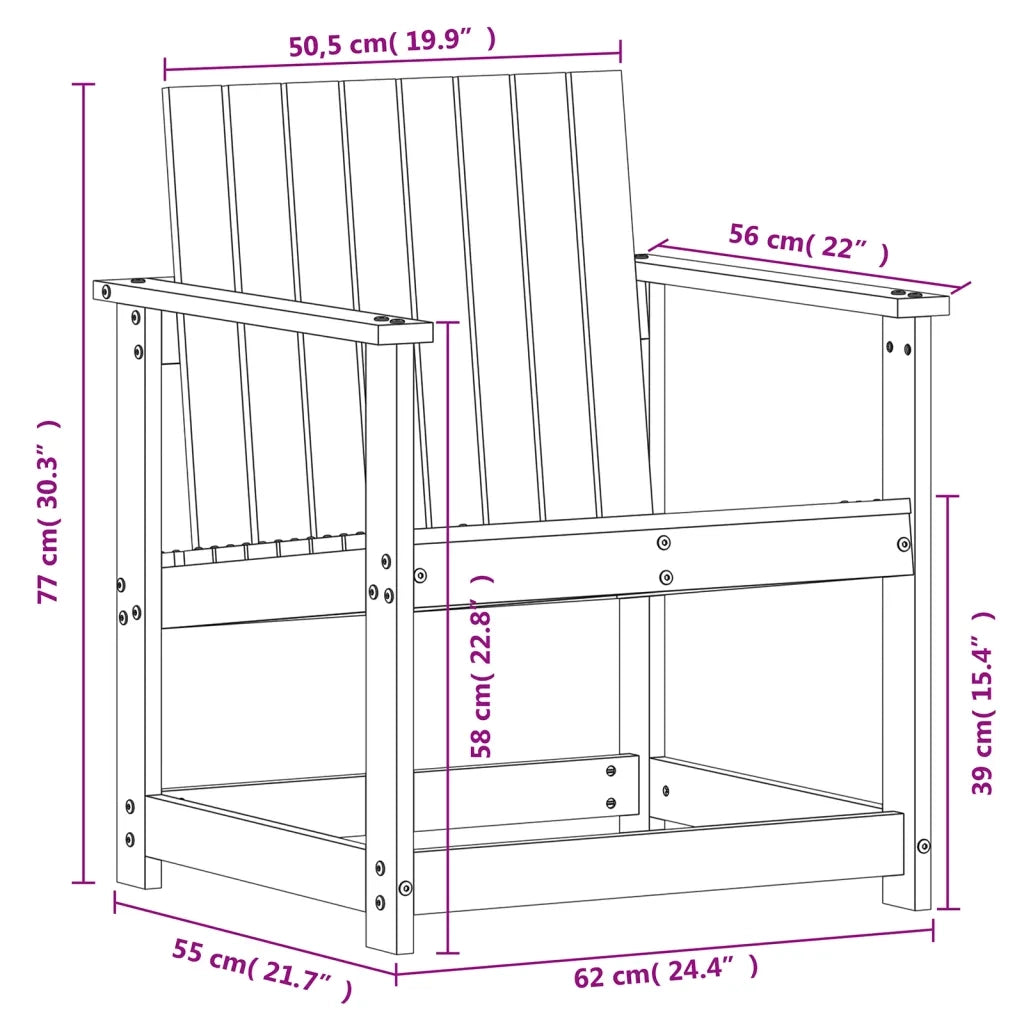 Sedia da patio-Sedia da Giardino Bianca 62x56x77 cm in Legno Massello di Pino