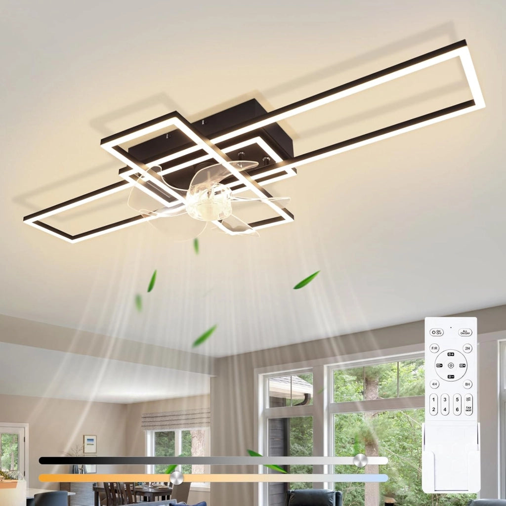 ZMH Ventilatore a Soffitto LED Moderno 94cm 6 Velocità con Intensità Luminosa Regolabile Telecomando per Soggiorno