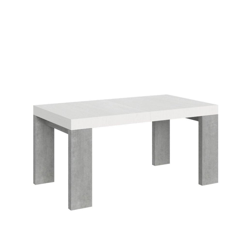 Tavolo Allungabile 160/264x90x77 cm Roxell Mix piano Bianco Frassino gambe Cemento