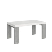 Tavolo Allungabile 160/264x90x77 cm Roxell Mix piano Bianco Frassino gambe Cemento