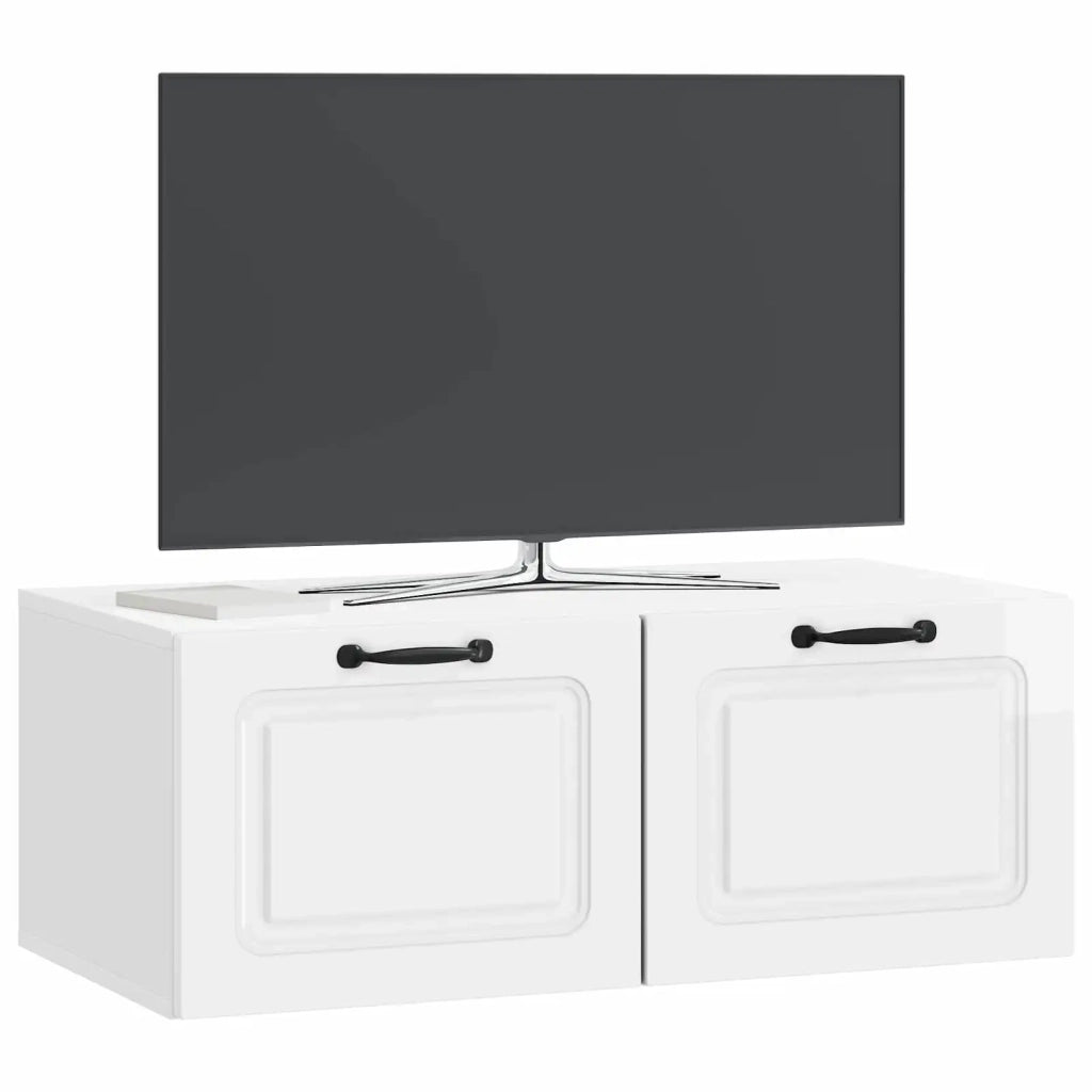 Mobile Porta TV da Muro Bianco Lucido 78,5 x 41 x 30 cm 899369