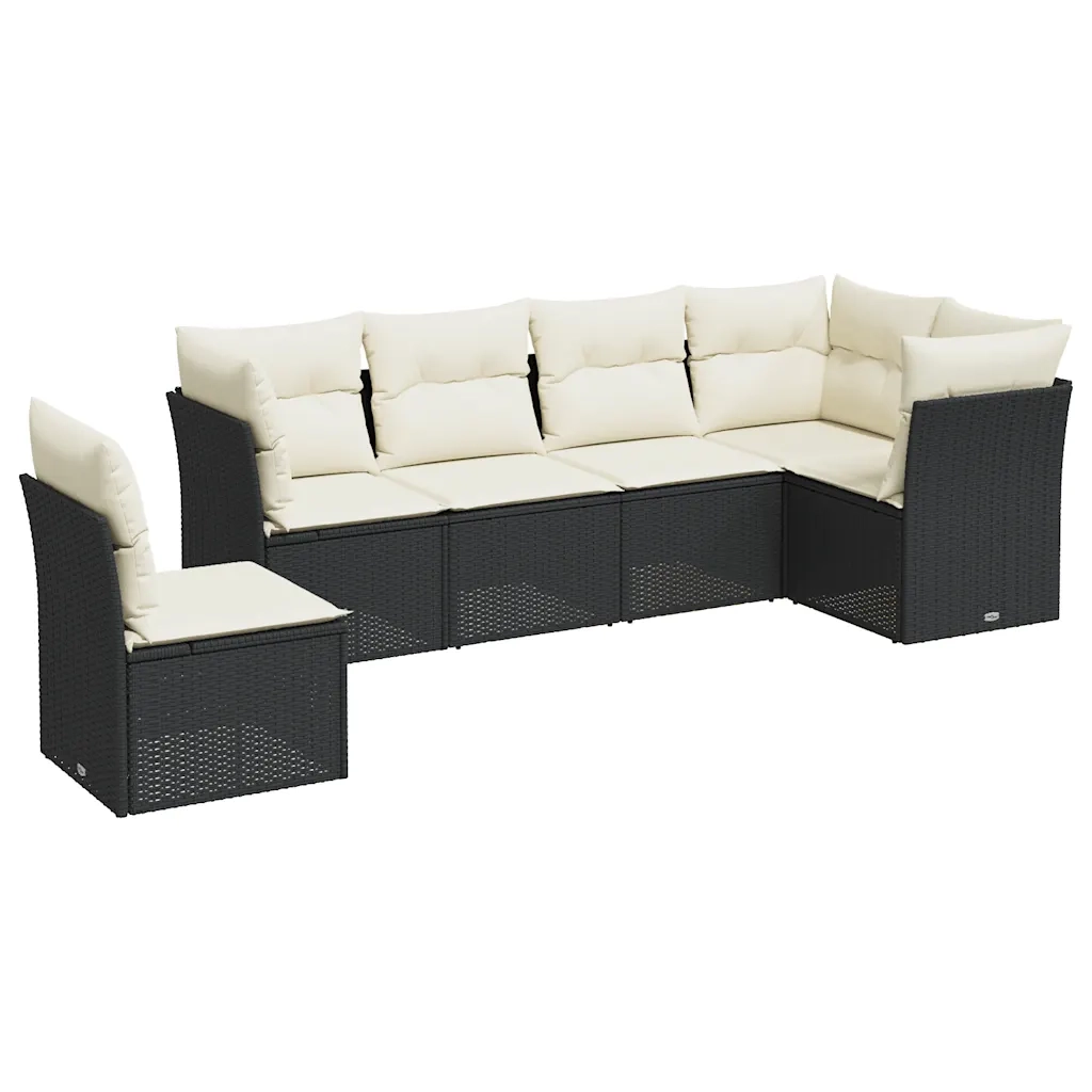 Set Divano da Giardino 6 pz con Cuscini Nero in Polyrattancod mxl 111248