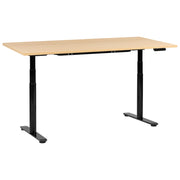 Scrivania regolabile in altezza elettricamente bianco 180 x 72 cm nero e marrone chiaro in acciaio verniciato a polvere