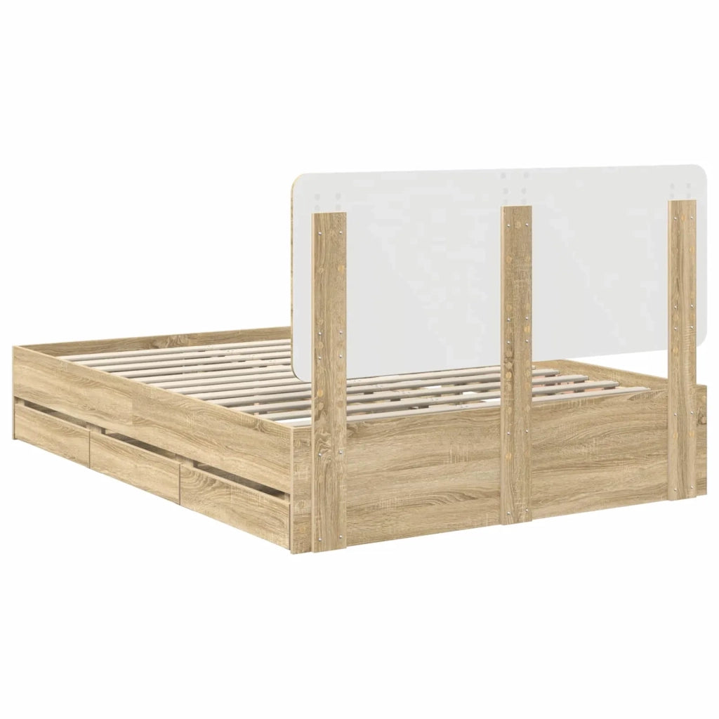 Struttura del letto con cassetto Rovere Sonoma 140 x 190 cm 3412597