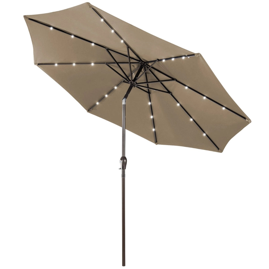 Ombrellone con luci LED da giardino in ferro ?300cm Parasole da esterno spaggia Marrone