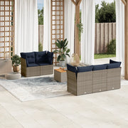 Set Divani da Giardino 6 pz con Cuscini Grigio in Polyrattan 3255816