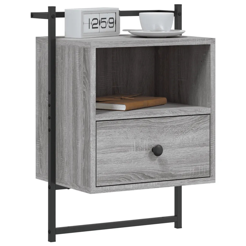 Comodino a Muro Grigio Sonoma 40x30x61 cm Legno Multistratocod mxl 106493