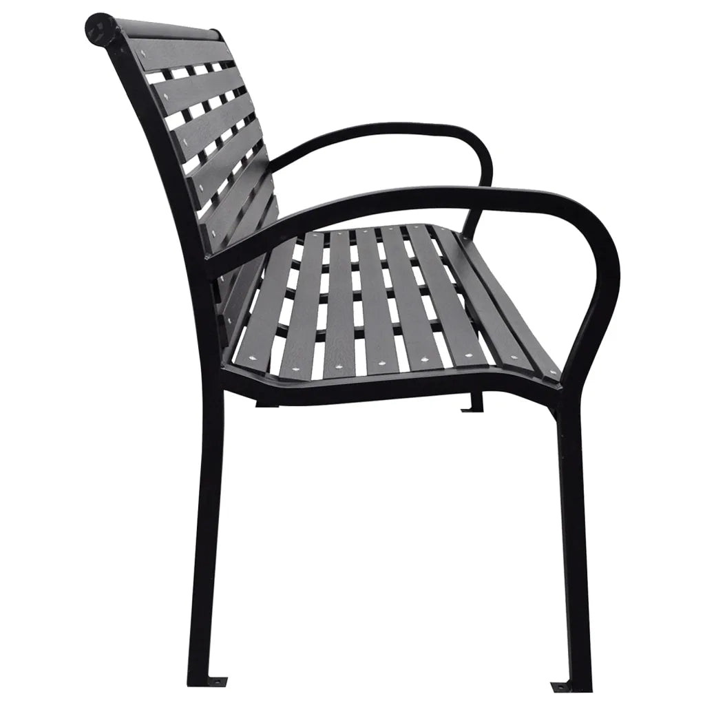 Panca da Giardino Nera 116 cm Acciaio e WPC 319578