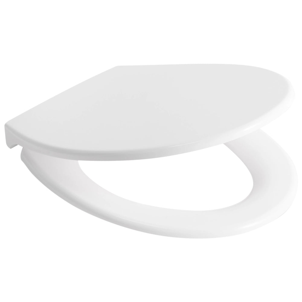 Sedile per wc Duroplast bianco 45 x 37 cm Distanza tra i fori 16 cm Chiusura morbida a sgancio rapido Stile minimalista wc bagno