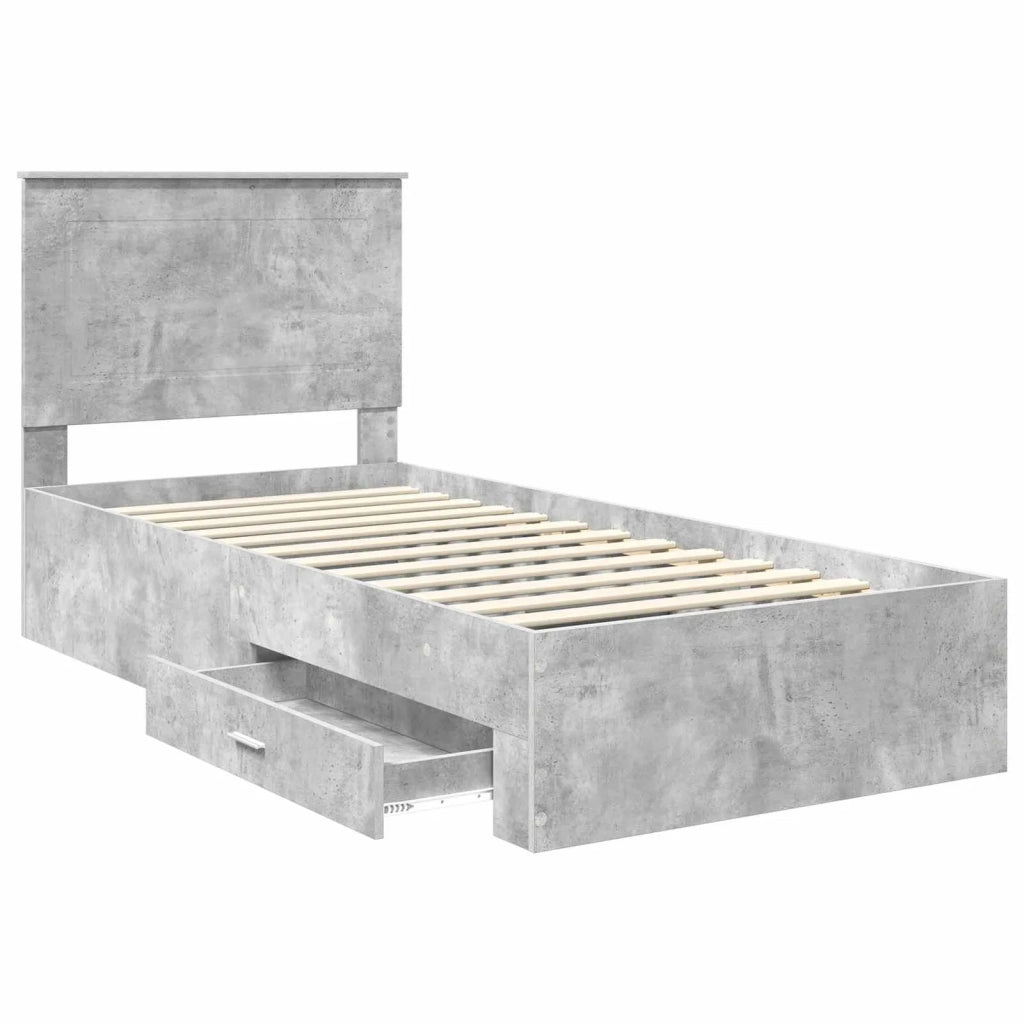 Struttura del letto con testiera Grigio cemento 90 x 200 cm
