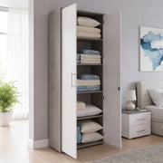 Aveto, Armadio Multiuso 2 Ante 4 Ripiani, 79x34h cm Bianco