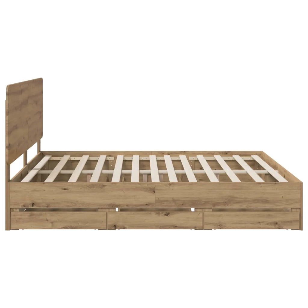 Bed Frame with Storage and Headboard Artisan Oak 180 x 200 cm 3445838