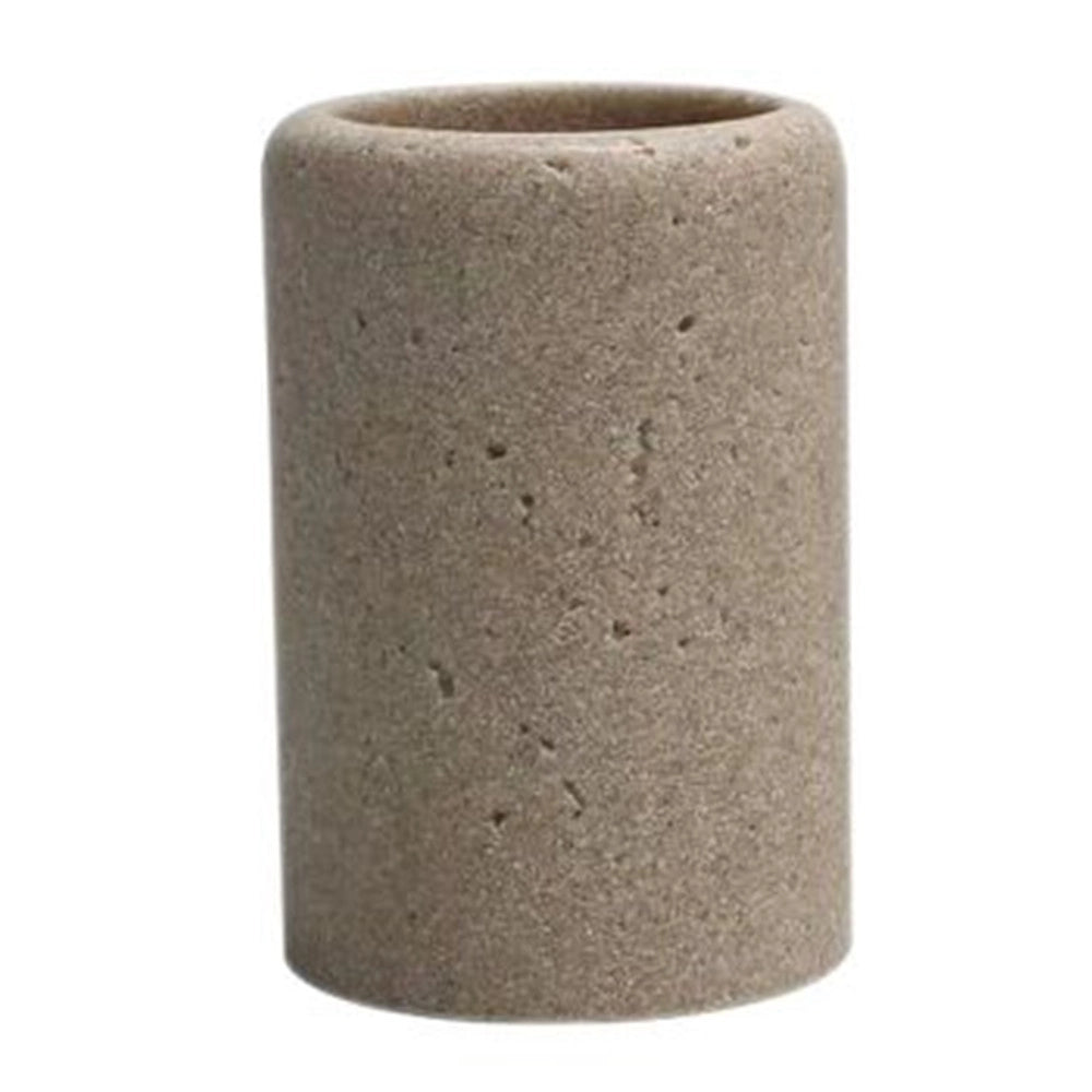 Trade Shop - Bicchiere Porta Spazzolini Pietra Cemento Naturale Accessorio Arredo Da Bagno 87824 -