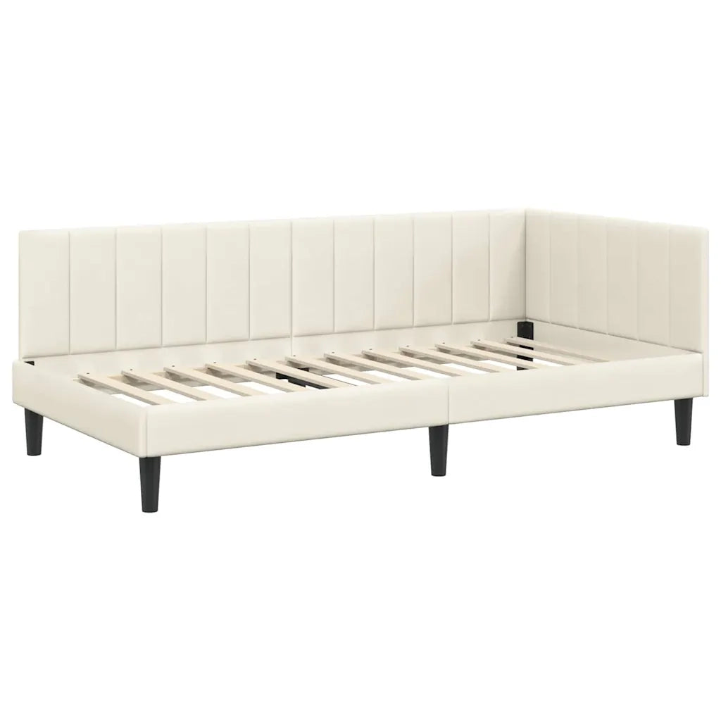 Struttura Letto Angolare con Materasso 2 pcs Crema Velluto 3393895