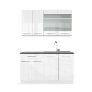 Cucina completa Fame-Line Bianco lucido/Bianco 140 cm, PL Antracite Vicco