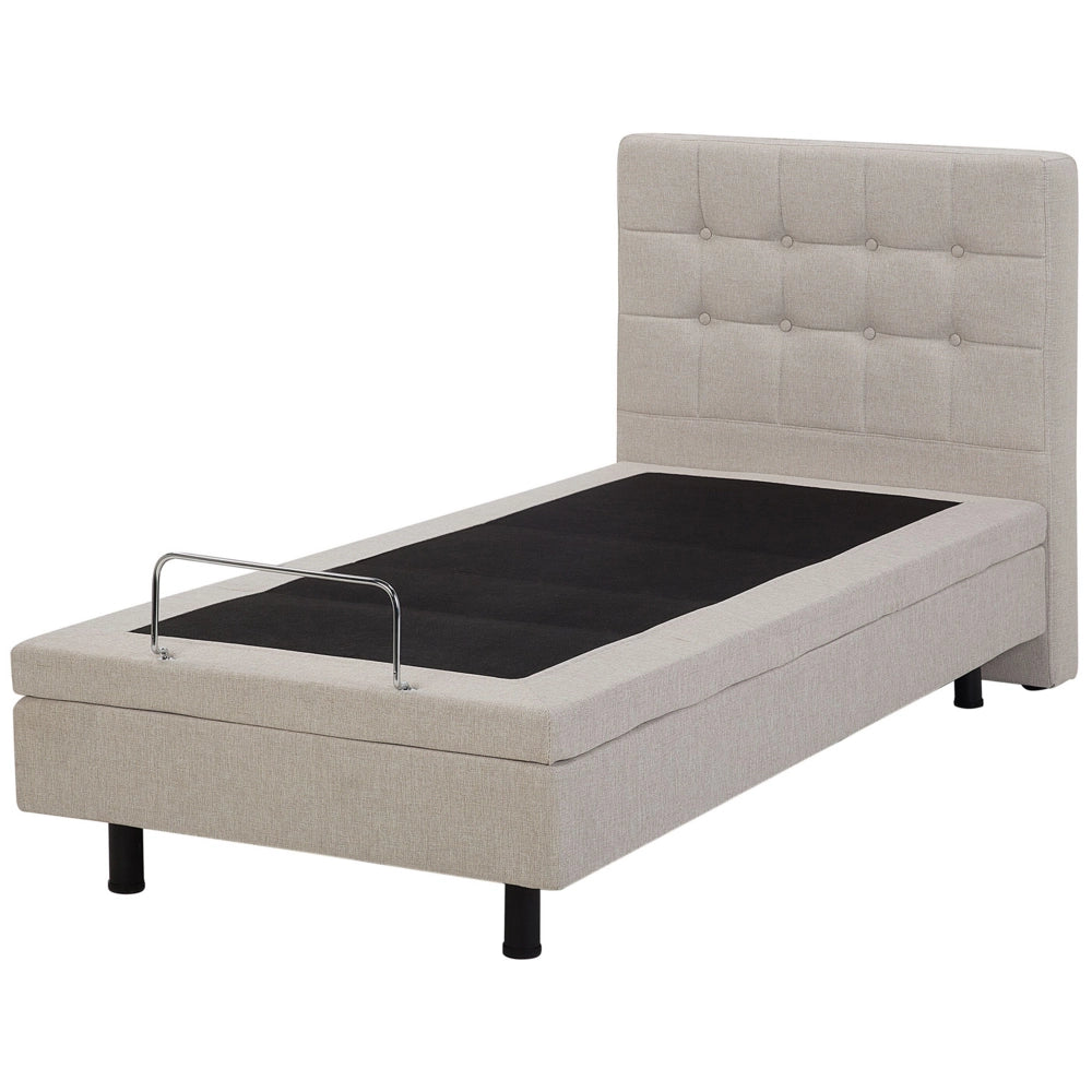 Letto Tessuto Beige Chiaro Elettrico Regolabile con Telecomando 80 x 200 cm