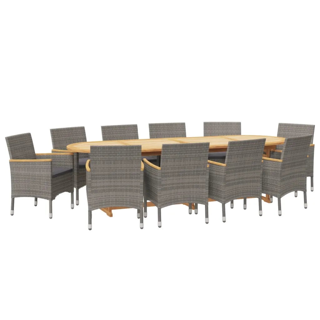 Set da Pranzo per Giardino 11 pz con Cuscini Grigio
