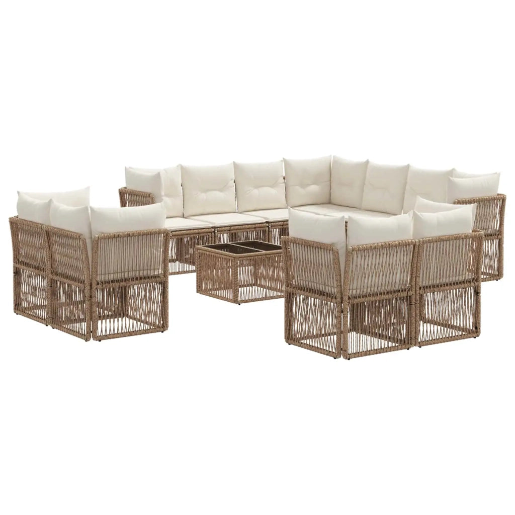 Set Divano da Giardino 12 pcs Beige polyrattan