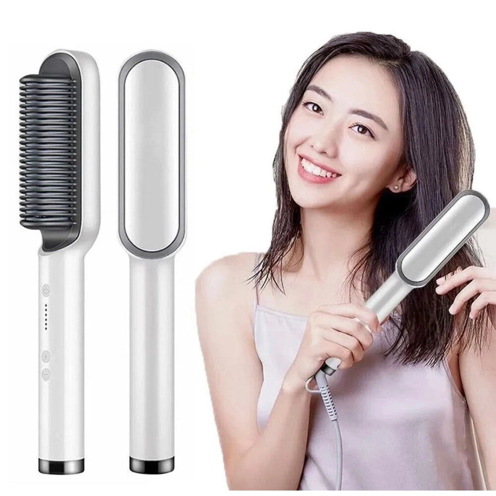 Trade Shop - Spazzola Pettine Piastra Lisciante Elettrica Riscaldante Per Capelli 5 Temperature Styling -