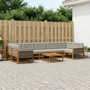 Set di divani da esterno 8 pcs Naturale e Grigio chiaro