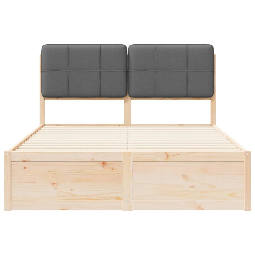 Letto con Testiera Rivestita Grigio scuro 135 x 190 cm