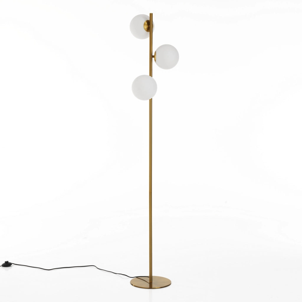 Lampada da terra 3 paralumi in acciaio finitura ottone cm. Ø.30 H.160