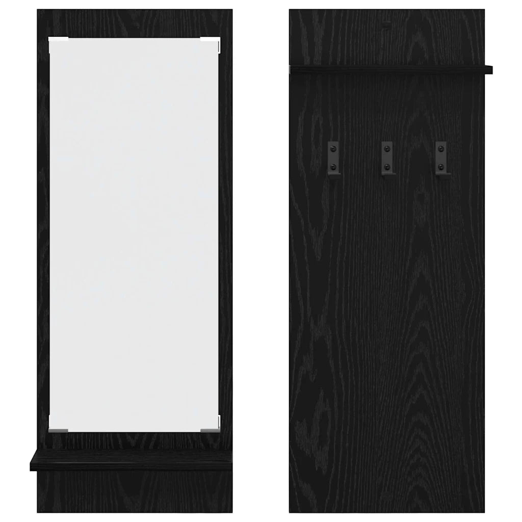 vidaXL Appendiabiti a muro con lo scaffale Rovere nero 70 x 10 x 90 cm
