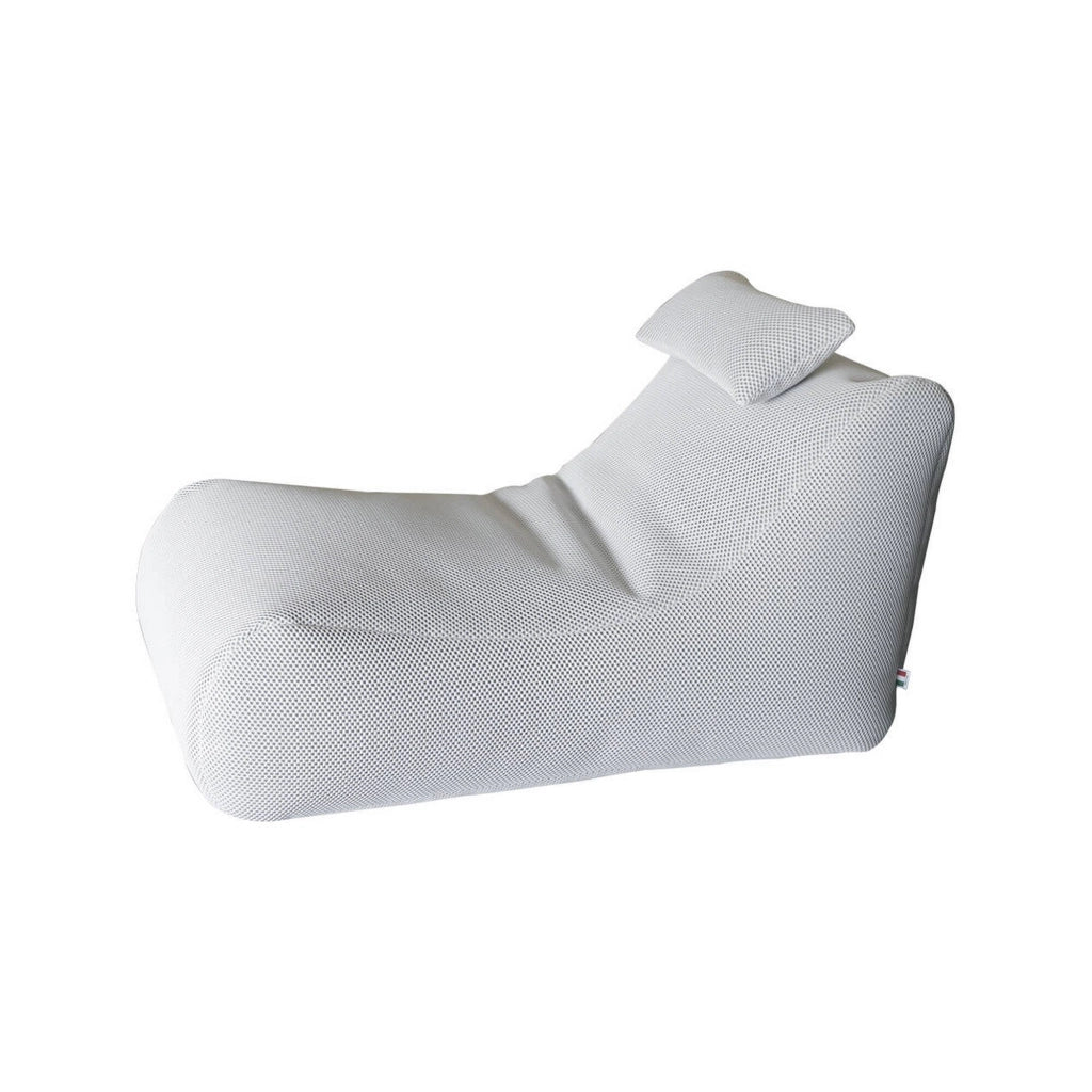 Pouf ??hck, Poltrona multiuso, Poltroncina sacco, Pouf poggiapiedi, Made in Italy, 70x120 h65 cm, Bianco