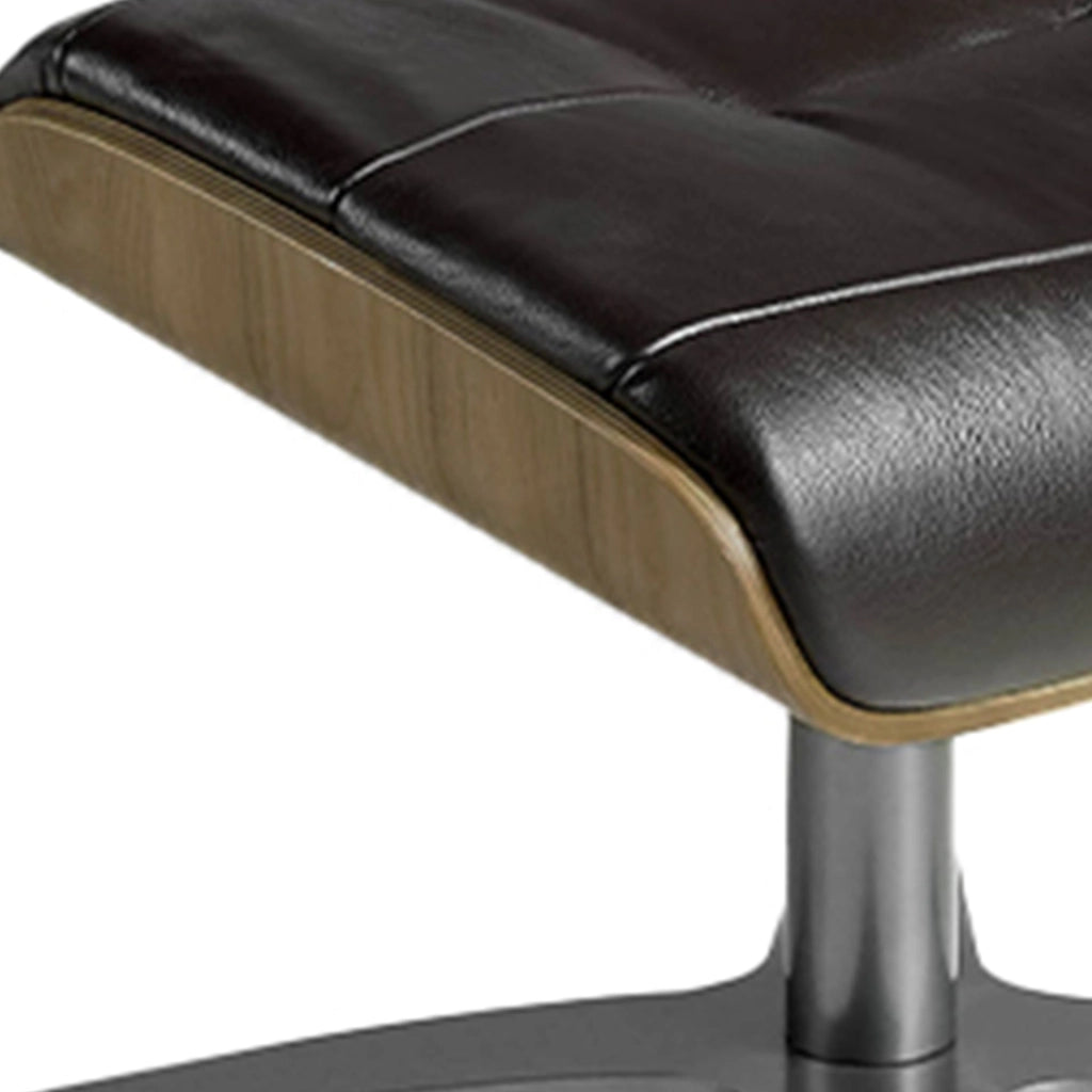 Pouf in pelle marrone cioccolato
