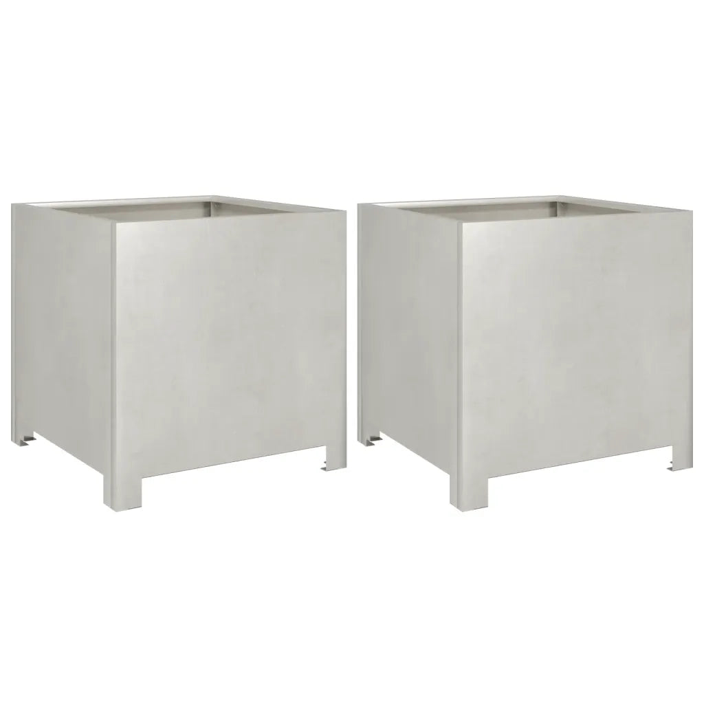Fioriere da Giardino 2 pz 40x40x40 cm in Acciaio Inox