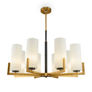 Maytoni Lampadario contemporaneo Fortano 8 luci E27 ottone metallo diffusore vetro bianco