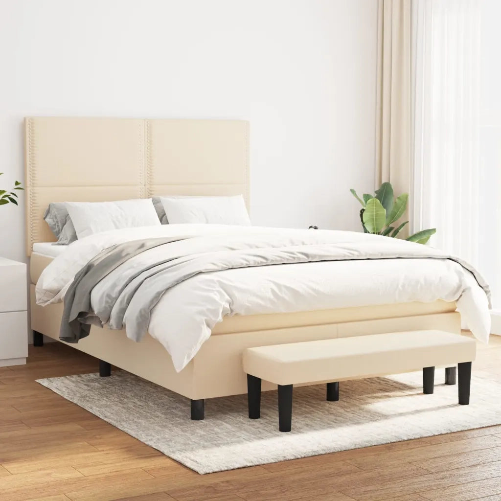 Giroletto a Molle con Materasso Crema 140x19 cm in Tessuto 3136514