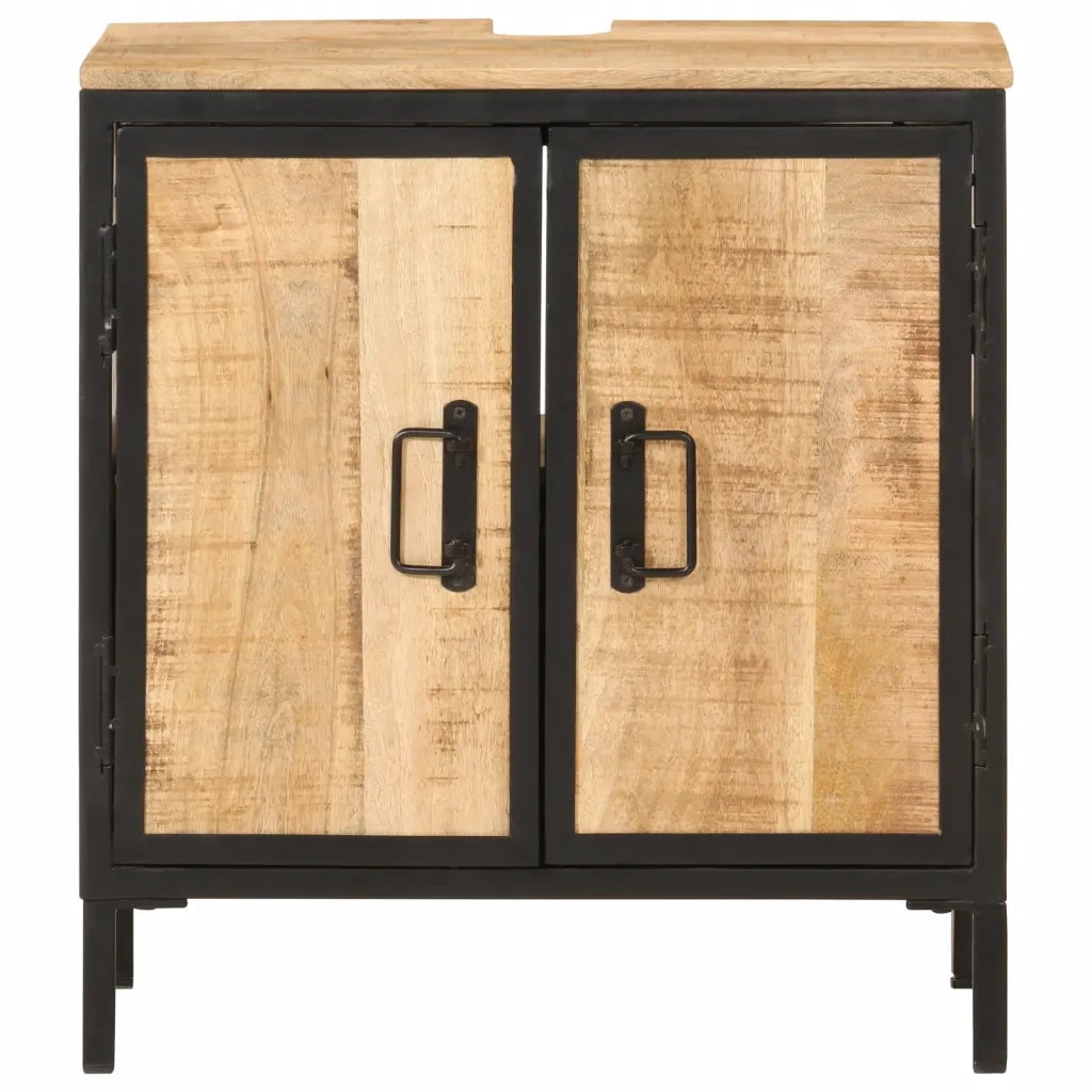 Mobile Lavabo da Bagno 55x35x60 cm Legno Massello Mango e Ferro 358572