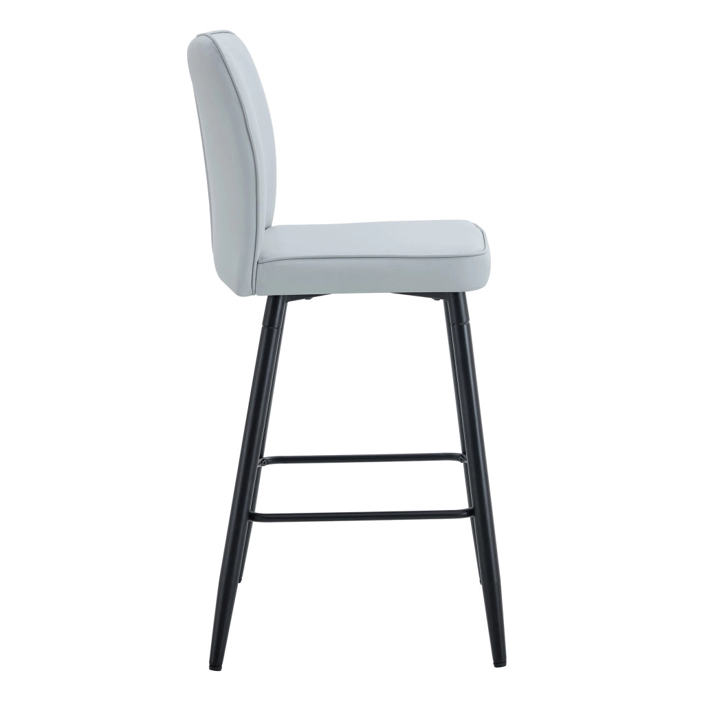 Set 2 Sedie da Bar ¨C MINIMAL ¨C Grigio Chiaro, Similpelle, Schienale Ergonomico, 101 cm