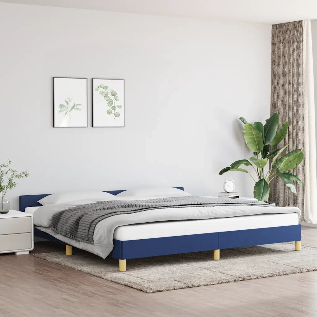 Giroletto con Testiera senza Materasso Blu 200x200 cm Tessuto 347445