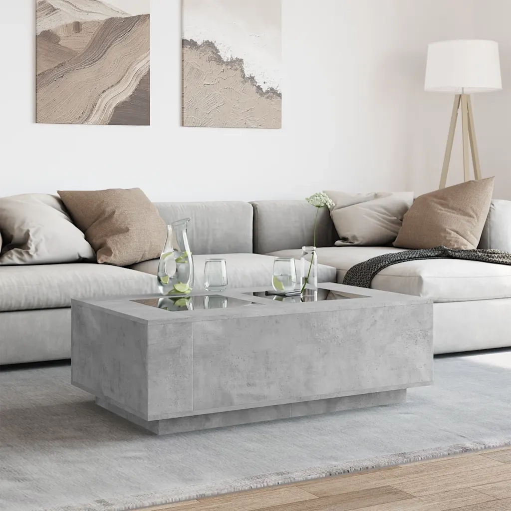 Tavolino Salotto con LED Infinity Grigio Cemento 116x69x40 cm