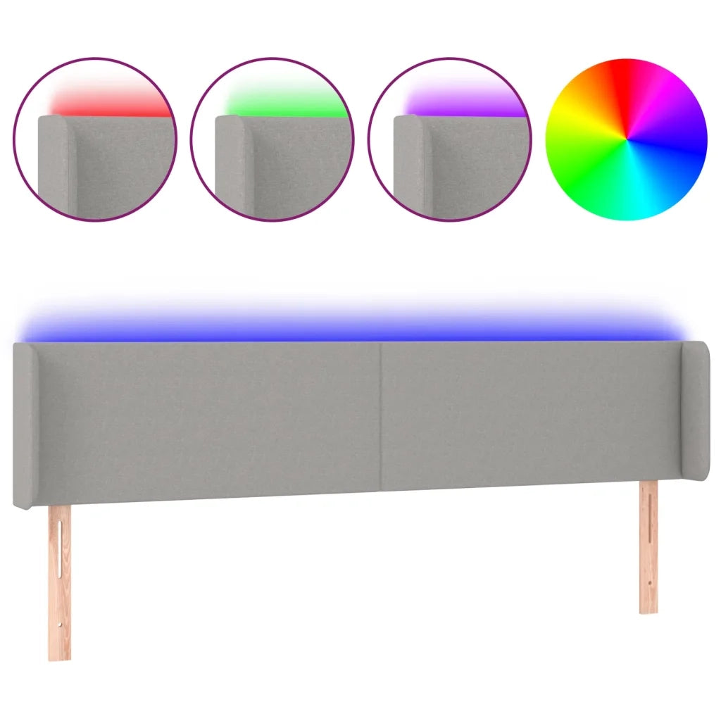 Testiera a LED Grigio Chiaro 163x16x78/88 cm in Tessuto cod mxl 49081
